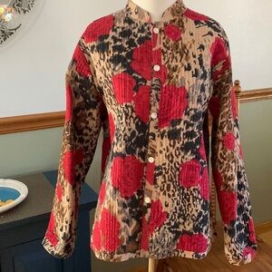 Gaudy Couture Reversible Animal Print & Roses Quilted Blazer Jacket Medium